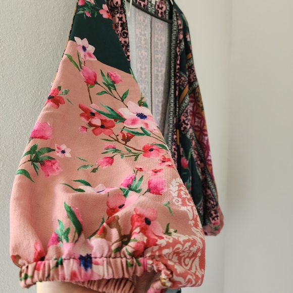 Umgee Plus Floral Scarf Print Puff Sleeve Kimono XL - Picture 11 of 13